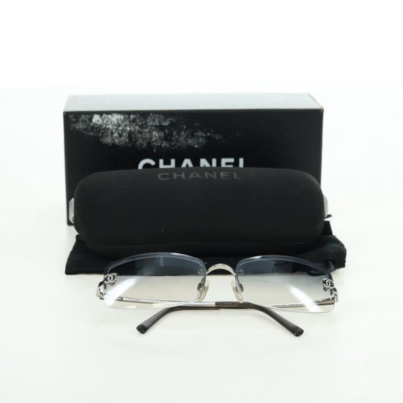 CHANEL COCO Mark Sunglasses metal Silver tone CC Auth 179115V
