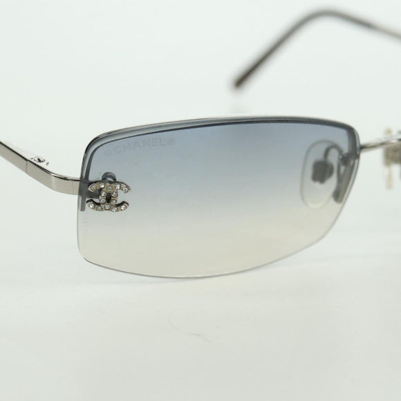 CHANEL COCO Mark Sunglasses metal Silver tone CC Auth 179115V