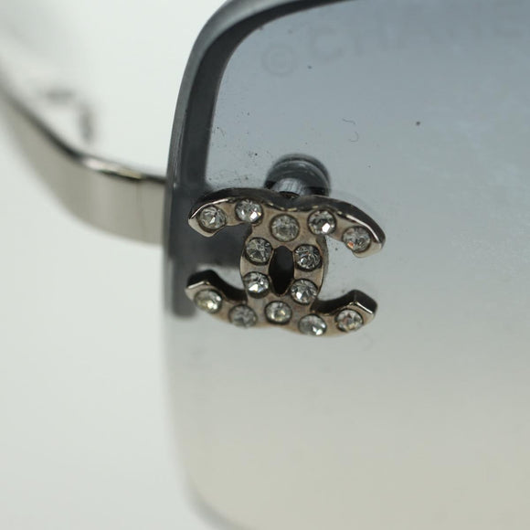 CHANEL COCO Mark Sunglasses metal Silver tone CC Auth 179115V