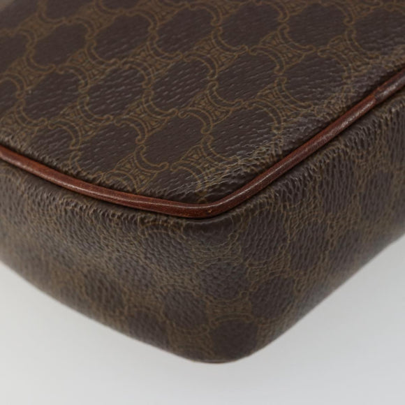 CELINE Macadam Canvas Shoulder Bag PVC Leather Brown Gold Auth 179135
