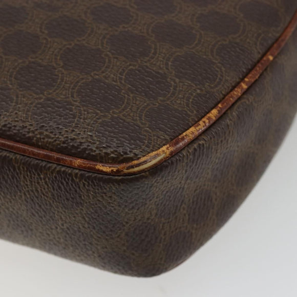 CELINE Macadam Canvas Shoulder Bag PVC Leather Brown Gold Auth 179135