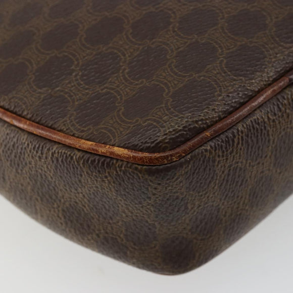 CELINE Macadam Canvas Shoulder Bag PVC Leather Brown Gold Auth 179135