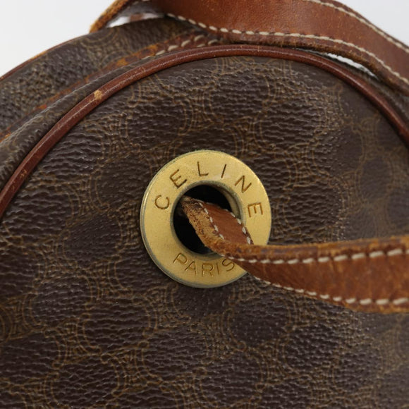 CELINE Macadam Canvas Shoulder Bag PVC Leather Brown Gold Auth 179135