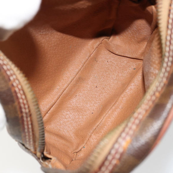 CELINE Macadam Canvas Shoulder Bag PVC Leather Brown Gold Auth 179135