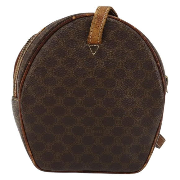 CELINE Macadam Canvas Shoulder Bag PVC Leather Brown Gold Auth 179135