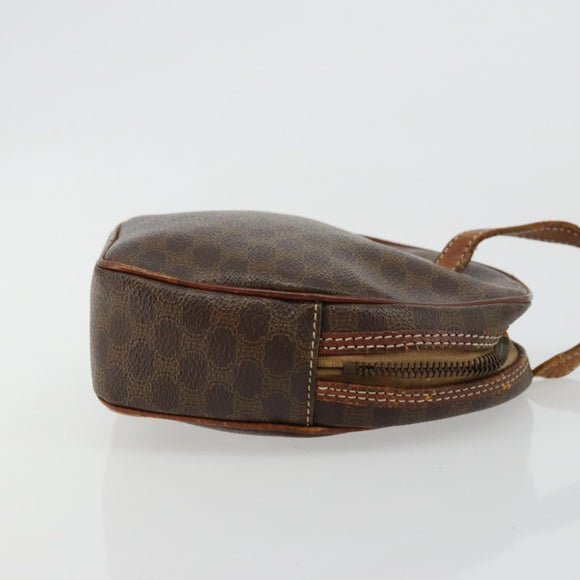 CELINE Macadam Canvas Shoulder Bag PVC Leather Brown Gold Auth 179135