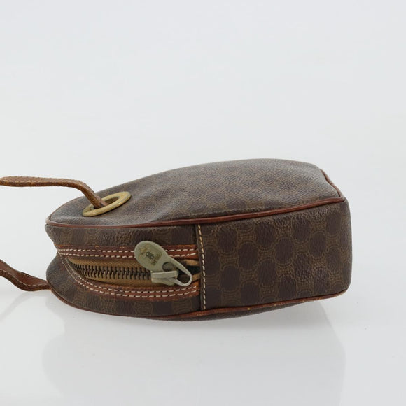 CELINE Macadam Canvas Shoulder Bag PVC Leather Brown Gold Auth 179135