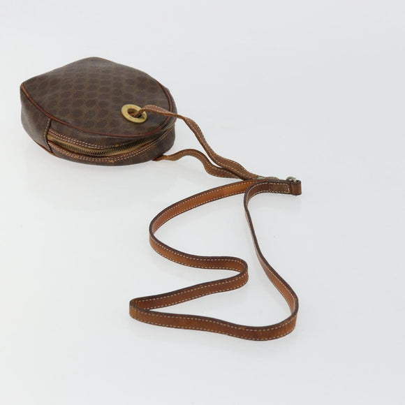 CELINE Macadam Canvas Shoulder Bag PVC Leather Brown Gold Auth 179135