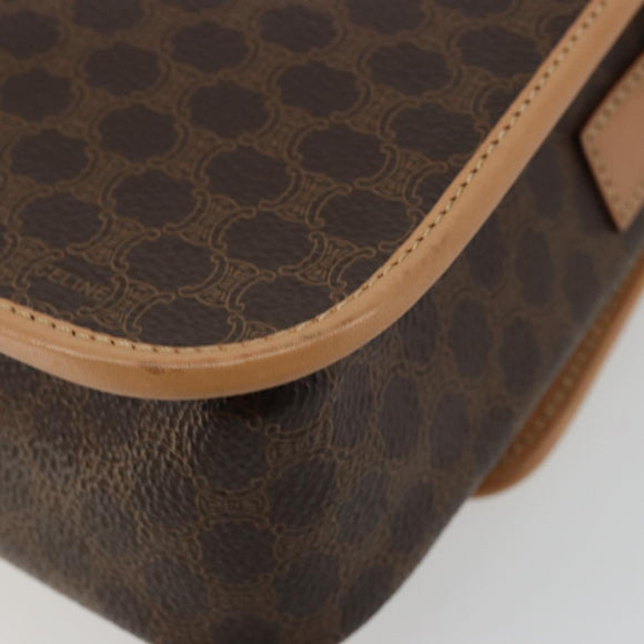 CELINE Macadam Canvas Cirkel Schoudertas PVC Leer Bruin Goud Auth 179136A