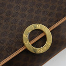 CELINE Macadam Canvas Cirkel Schoudertas PVC Leer Bruin Goud Auth 179136A-17