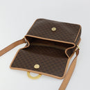 CELINE Macadam Canvas Cirkel Schoudertas PVC Leer Bruin Goud Auth 179136A-18