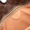 CELINE Macadam Canvas Cirkel Schoudertas PVC Leer Bruin Goud Auth 179136A-12
