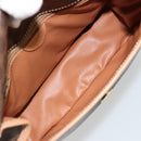 CELINE Macadam Canvas Cirkel Schoudertas PVC Leer Bruin Goud Auth 179136A-10