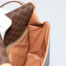 CELINE Macadam Canvas Cirkel Schoudertas PVC Leer Bruin Goud Auth 179136A-19