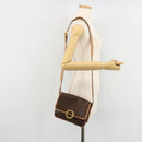 CELINE Macadam Canvas Cirkel Schoudertas PVC Leer Bruin Goud Auth 179136A-22