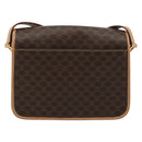 CELINE Macadam Canvas Cirkel Schoudertas PVC Leer Bruin Goud Auth 179136A-2