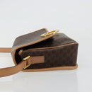CELINE Macadam Canvas Cirkel Schoudertas PVC Leer Bruin Goud Auth 179136A-4