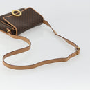 CELINE Macadam Canvas Cirkel Schoudertas PVC Leer Bruin Goud Auth 179136A-7