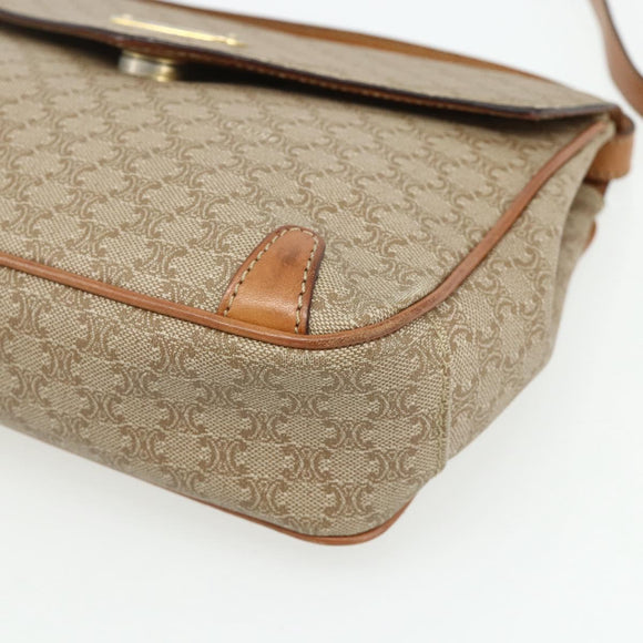 CELINE Macadam Canvas Shoulder Bag PVC Beige Gold Auth 179137