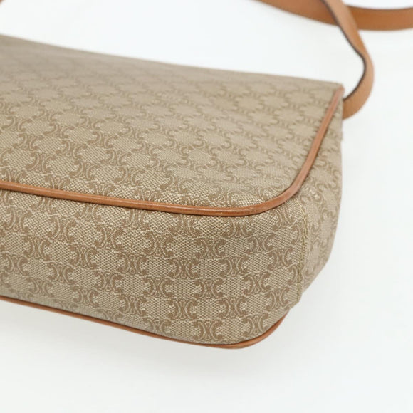 CELINE Macadam Canvas Shoulder Bag PVC Beige Gold Auth 179137