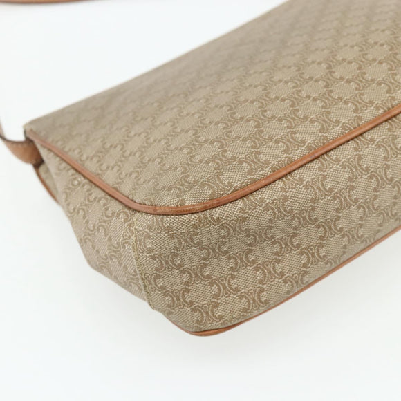 CELINE Macadam Canvas Shoulder Bag PVC Beige Gold Auth 179137