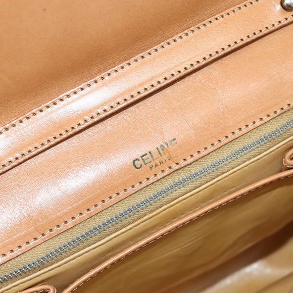 CELINE Macadam Canvas Shoulder Bag PVC Beige Gold Auth 179137