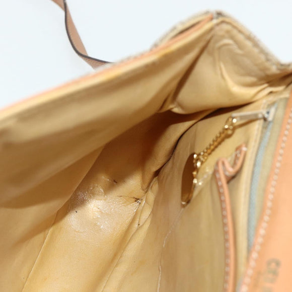 CELINE Macadam Canvas Shoulder Bag PVC Beige Gold Auth 179137