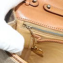 CELINE Macadam Canvas Shoulder Bag PVC Beige Gold Auth 179137-20
