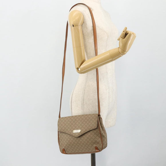 CELINE Macadam Canvas Shoulder Bag PVC Beige Gold Auth 179137