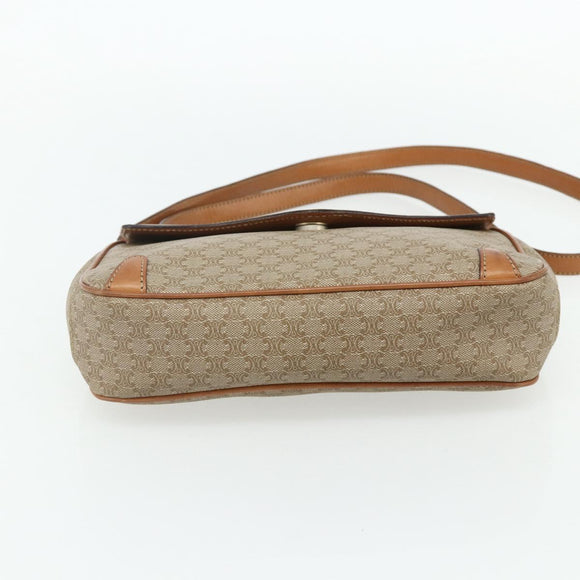 CELINE Macadam Canvas Shoulder Bag PVC Beige Gold Auth 179137