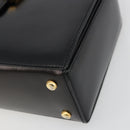 CELINE Horse Carriage Hand Bag Leather Black Gold Auth 179139-10