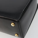 CELINE Horse Carriage Hand Bag Leather Black Gold Auth 179139-12