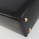 CELINE Horse Carriage Hand Bag Leather Black Gold Auth 179139-13