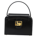 CELINE Horse Carriage Hand Bag Leather Black Gold Auth 179139-2
