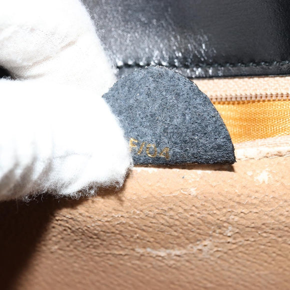 CELINE Horse Carriage Hand Bag Leather Black Gold Auth 179139