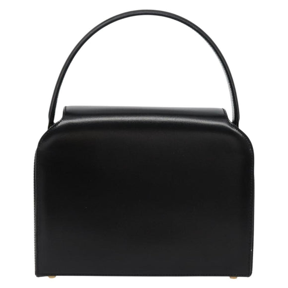 CELINE Horse Carriage Hand Bag Leather Black Gold Auth 179139