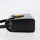 CELINE Horse Carriage Hand Bag Leather Black Gold Auth 179139-5