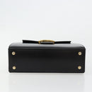 CELINE Horse Carriage Hand Bag Leather Black Gold Auth 179139-9