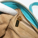 CELINE Hand Bag Leather Turquoise Blue Gold Auth 179140A-20