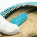 CELINE Hand Bag Leather Turquoise Blue Gold Auth 179140A-22