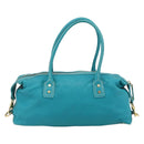 CELINE Hand Bag Leather Turquoise Blue Gold Auth 179140A-3