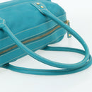 CELINE Hand Bag Leather Turquoise Blue Gold Auth 179140A-7