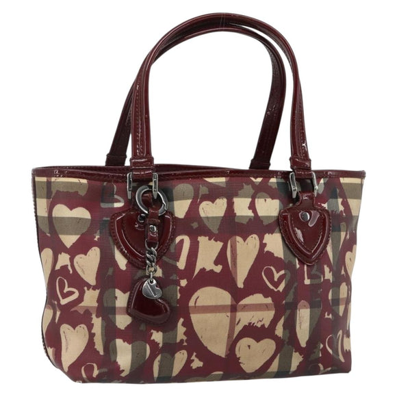 BURBERRY Tote Bag PVC Beige Silver Auth 179142