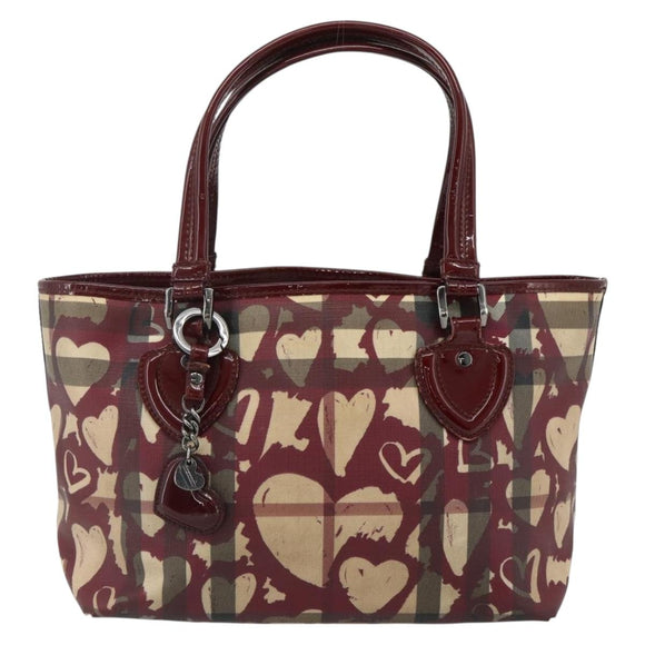 BURBERRY Tote Bag PVC Beige Silver Auth 179142