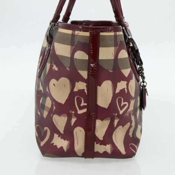 BURBERRY Tote Bag PVC Beige Silver Auth 179142