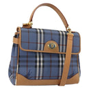 Burberrys Hand Bag PVC 2way Blue Gold Auth 179143-1