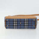 Burberrys Hand Bag PVC 2way Blue Gold Auth 179143-5