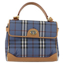 Burberrys Hand Bag PVC 2way Blue Gold Auth 179143-13
