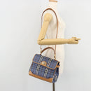 Burberrys Hand Bag PVC 2way Blue Gold Auth 179143-24