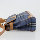 Burberrys Hand Bag PVC 2way Blue Gold Auth 179143-4
